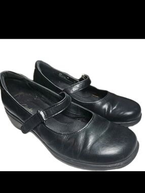 Clarks Artisan 85080 Blk Leather Mary Janes Buckle Heel Women Sz:9M Cottage[6D